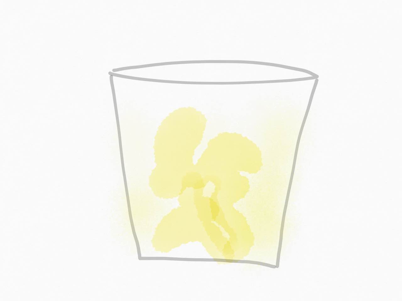 Hand-drawn tumbler of pale yellow ginger drink