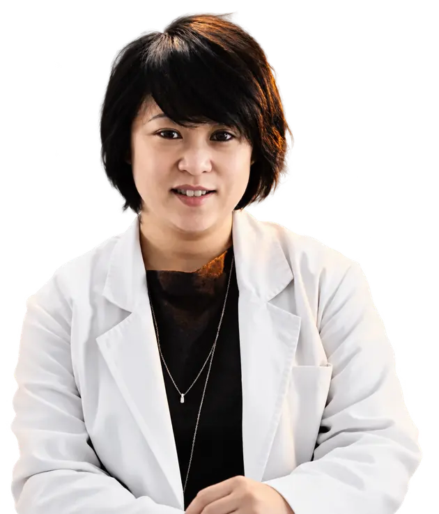 Dr. Deborah Ma in her white clinic coat